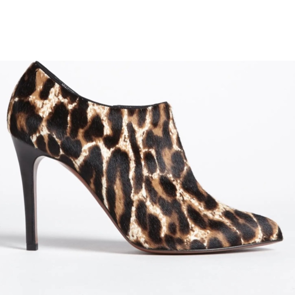LANVIN Leopard Print Pony Hair Ankle Booties